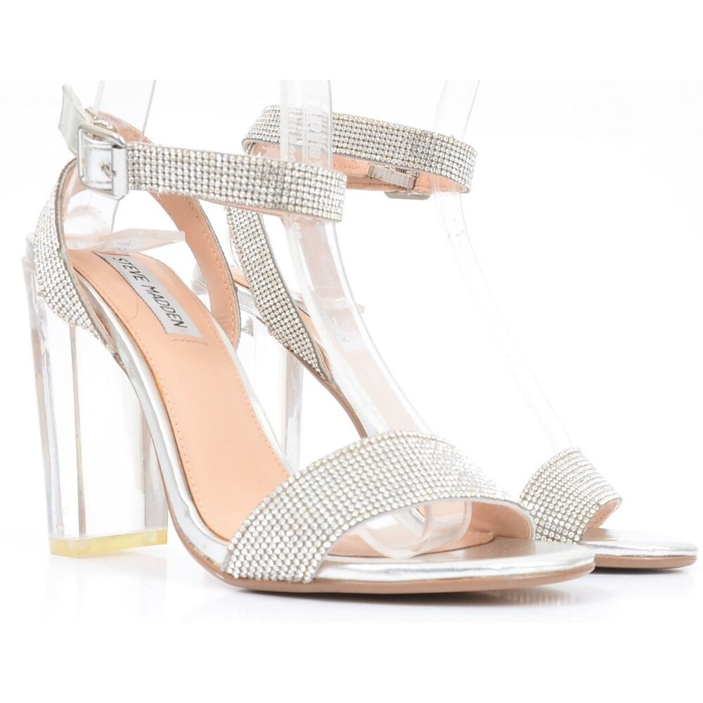 Steve Madden Yuma Rhinestone‎ Crystal Ankle Strap Sandals 7.5M Wedding Formal